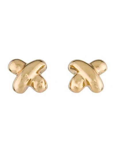 Pre-owned Earrings 14k Puffy X Stud  In Multi