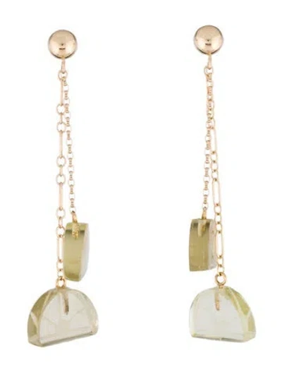 Pre-owned Earrings 14k Quarts Citrus Slice Drop  In Multi