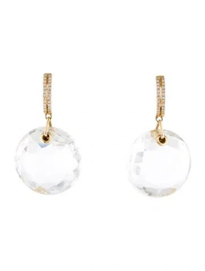 Pre-owned Earrings 14k Quartz And Diamond Drop  In Multi
