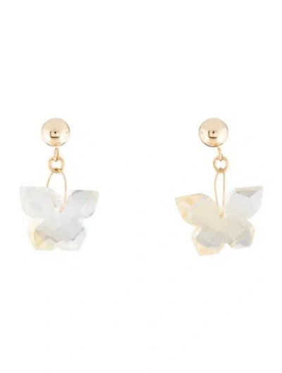 Pre-owned Earrings 14k Quartz Butterfly Drop  In Multi
