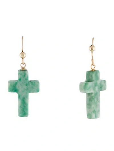 Pre-owned Earrings 14k Quartz Cross Drop  In Multi
