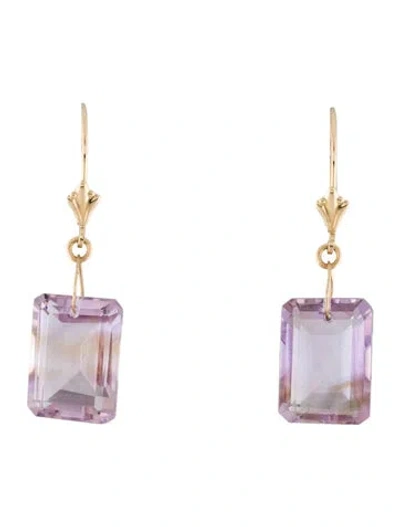 Pre-owned Earrings 14k Quartz Drop  In Multi