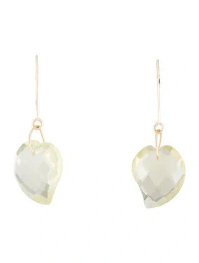 Pre-owned Earrings 14k Quartz Drop  In Multi