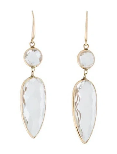 Pre-owned Earrings 14k Quartz Drop  In Multi