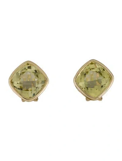 Pre-owned Earrings 14k Quartz Earclips In Multi