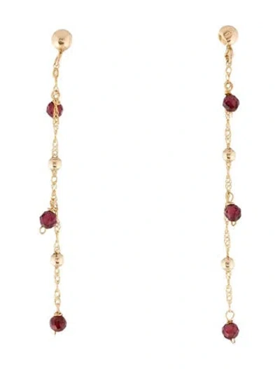 Pre-owned Earrings 14k Rhodolite Drop  In Multi