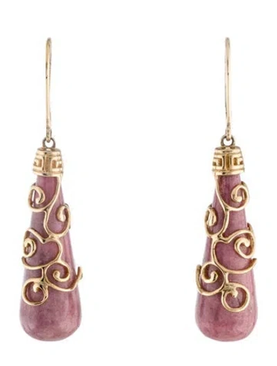 Pre-owned Earrings 14k Rhodonite Drop  In Multi