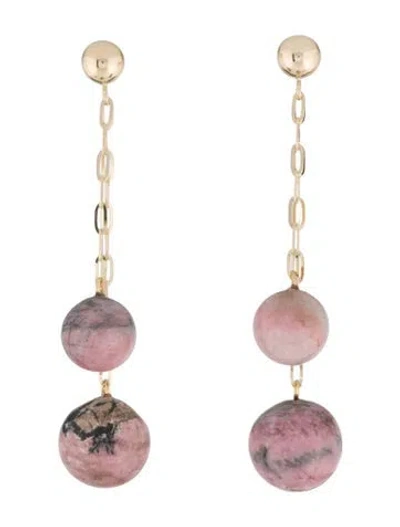 Pre-owned Earrings 14k Rhodonite Drop  In Multi