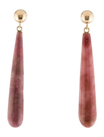 Pre-owned Earrings 14k Rhodonite Drop  In Multi
