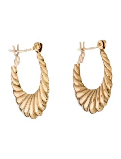 Pre-owned Earrings 14k Ribbed Hoop  In Multi