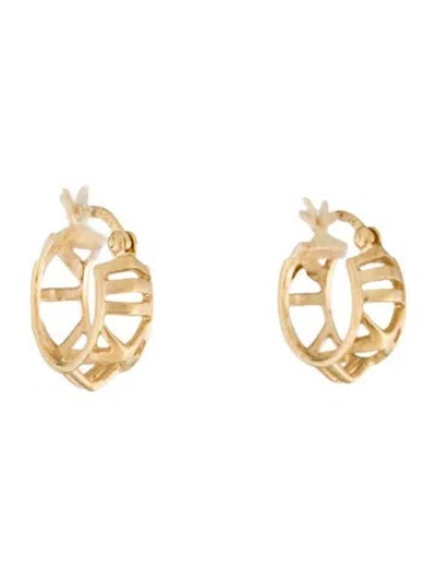 Pre-owned Earrings 14k Roman Numeral Hoop  In Multi