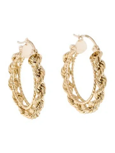 Pre-owned Earrings 14k Rope Hoop  In Multi