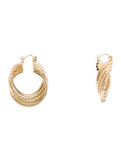 Pre-owned Earrings 14k Rope Twist Hoop  In Multi