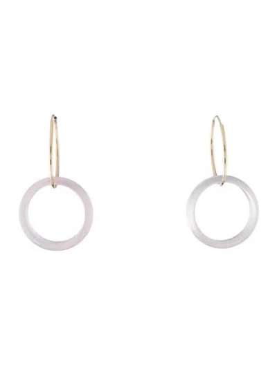 Pre-owned Earrings 14k Rose Quartz Drop  In Multi
