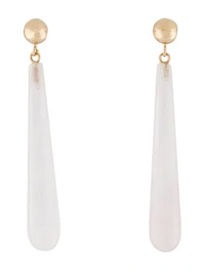 Pre-owned Earrings 14k Rose Quartz Drop  In Multi
