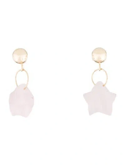 Pre-owned Earrings 14k Rose Quartz Star Drop  In Multi