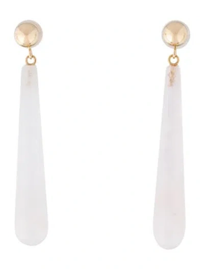 Pre-owned Earrings 14k Rose-quartz Drop  In Multi