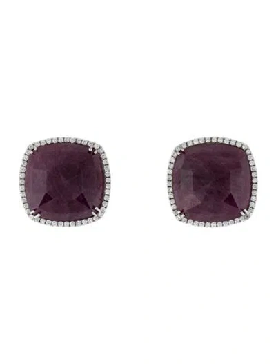 Pre-owned Earrings 14k Ruby & Diamond Earclips In Multi