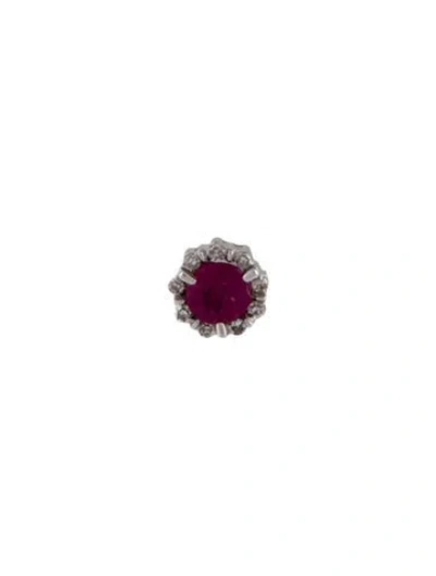 Pre-owned Earrings 14k Ruby & Diamond Single Stud Earring In Multi