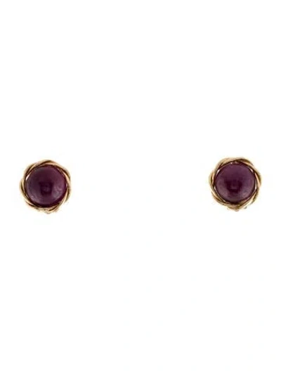 Pre-owned Earrings 14k Ruby Clip On  In Multi