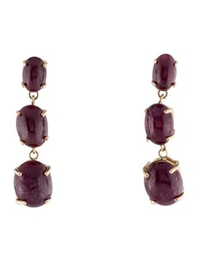 Pre-owned Earrings 14k Ruby Drop  In Multi