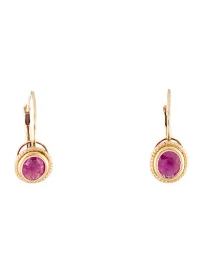 Pre-owned Earrings 14k Ruby Drop  In Multi