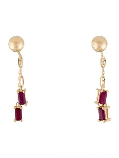 Pre-owned Earrings 14k Ruby Drop  In Multi