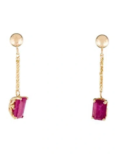 Pre-owned Earrings 14k Ruby Drop  In Multi