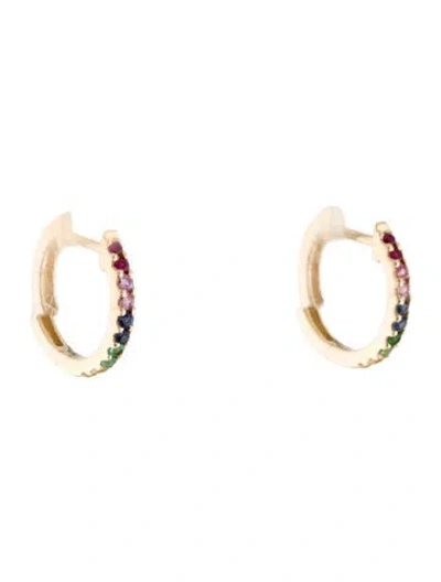 Pre-owned Earrings 14k Ruby, Emerald & Sapphire Huggie  In Multi
