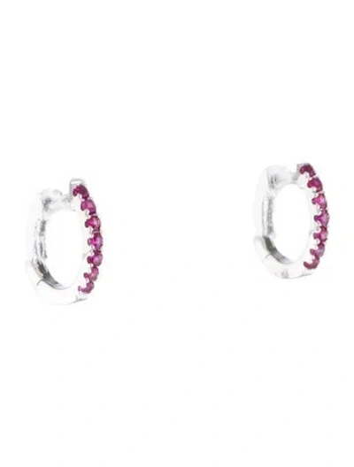 Pre-owned Earrings 14k Ruby Huggies In Multi