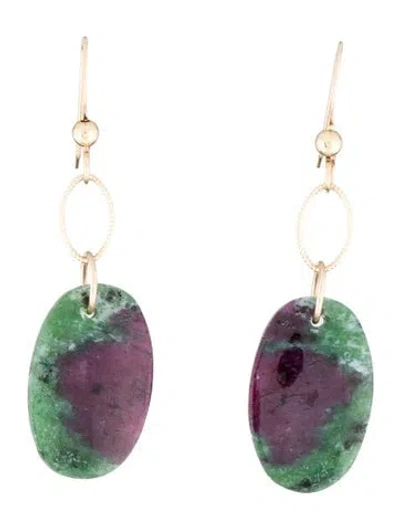 Pre-owned Earrings 14k Ruby In Zoisite Drop  In Multi