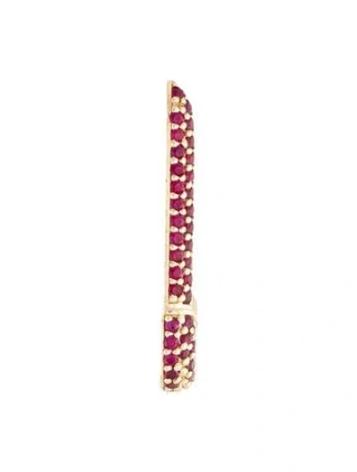 Pre-owned Earrings 14k Ruby Safety Pin Single Earring In Multi