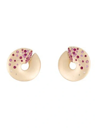Pre-owned Earrings 14k Ruby, Sapphire & Diamond Drop  In Multi