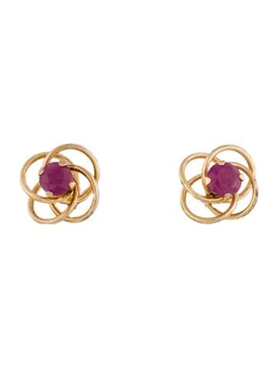 Pre-owned Earrings 14k Ruby Stud  In Multi