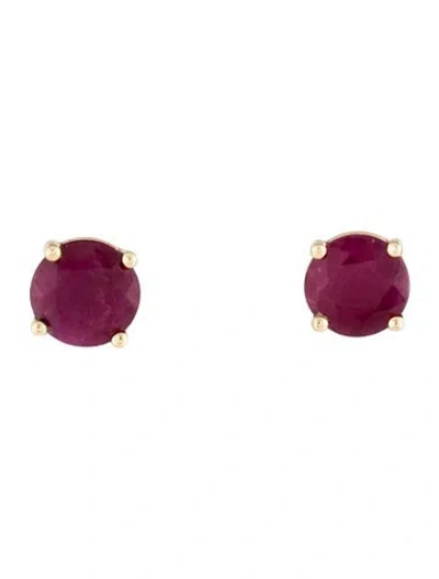 Pre-owned Earrings 14k Ruby Stud  In Multi