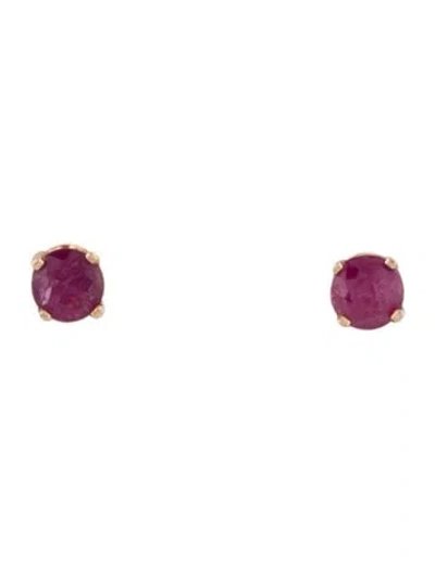 Pre-owned Earrings 14k Ruby Stud  In Multi