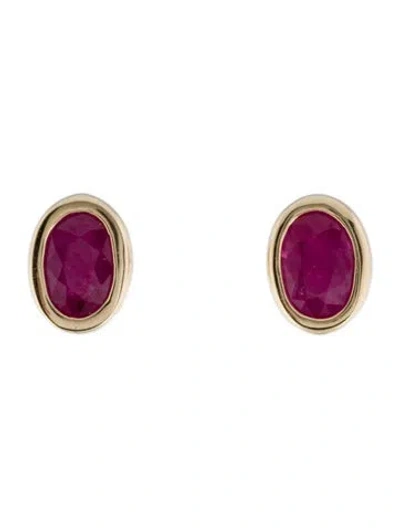 Pre-owned Earrings 14k Ruby Stud  In Red