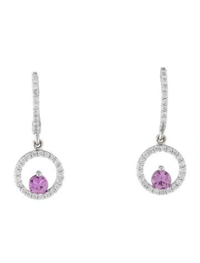 Pre-owned Earrings 14k Sapphire & Diamond Drop  In Multi
