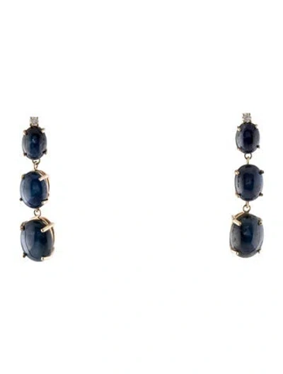 Pre-owned Earrings 14k Sapphire & Diamond Drop  In Multi