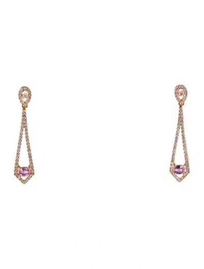Pre-owned Earrings 14k Sapphire & Diamond Drop  In Multi