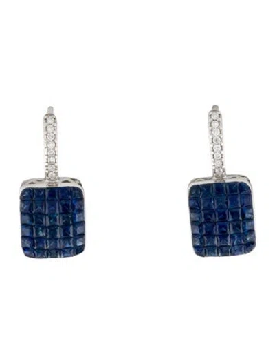 Pre-owned Earrings 14k Sapphire & Diamond Drop  In Multi
