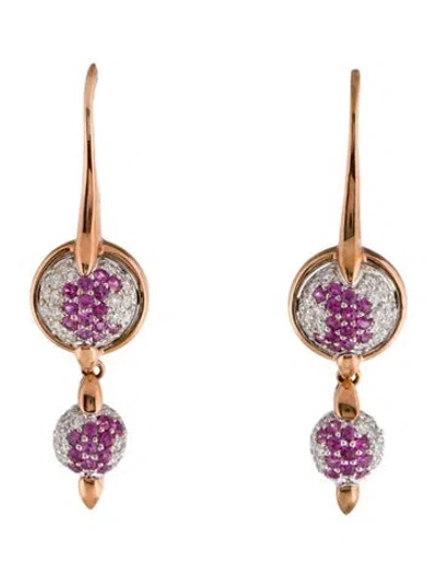 Pre-owned Earrings 14k Sapphire & Diamond Drop  In Multi