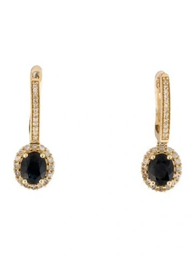 Pre-owned Earrings 14k Sapphire & Diamond Drop  In Multi