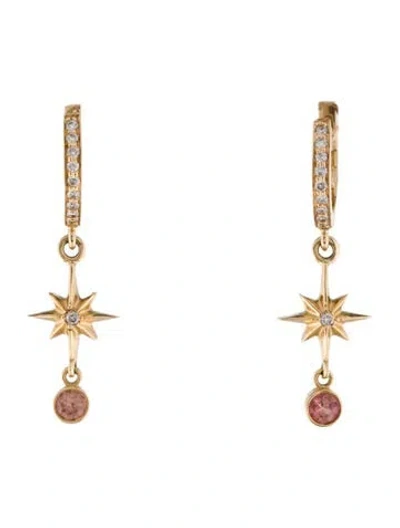 Pre-owned Earrings 14k Sapphire & Diamond Drop  In Multi