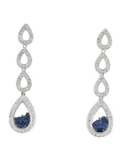 Pre-owned Earrings 14k Sapphire & Diamond Drop  In Multi