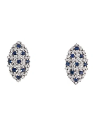 Pre-owned Earrings 14k Sapphire & Diamond Earclip  In Multi