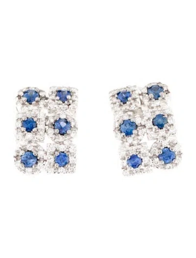 Pre-owned Earrings 14k Sapphire & Diamond Earclip In Multi