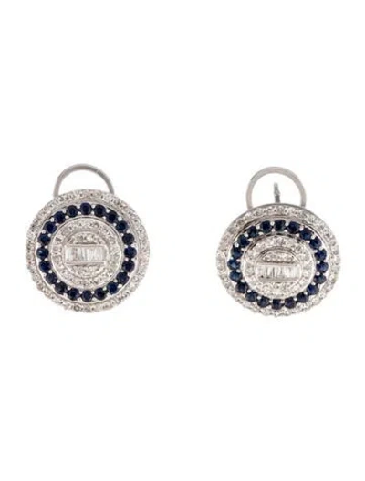 Pre-owned Earrings 14k Sapphire & Diamond Earclips In Multi