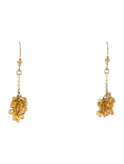 Pre-owned Earrings 14k Sapphire Briolette Bead Cluster Drop  In Multi