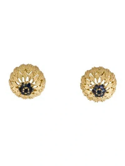 Pre-owned Earrings 14k Sapphire Dome Earclips In Multi